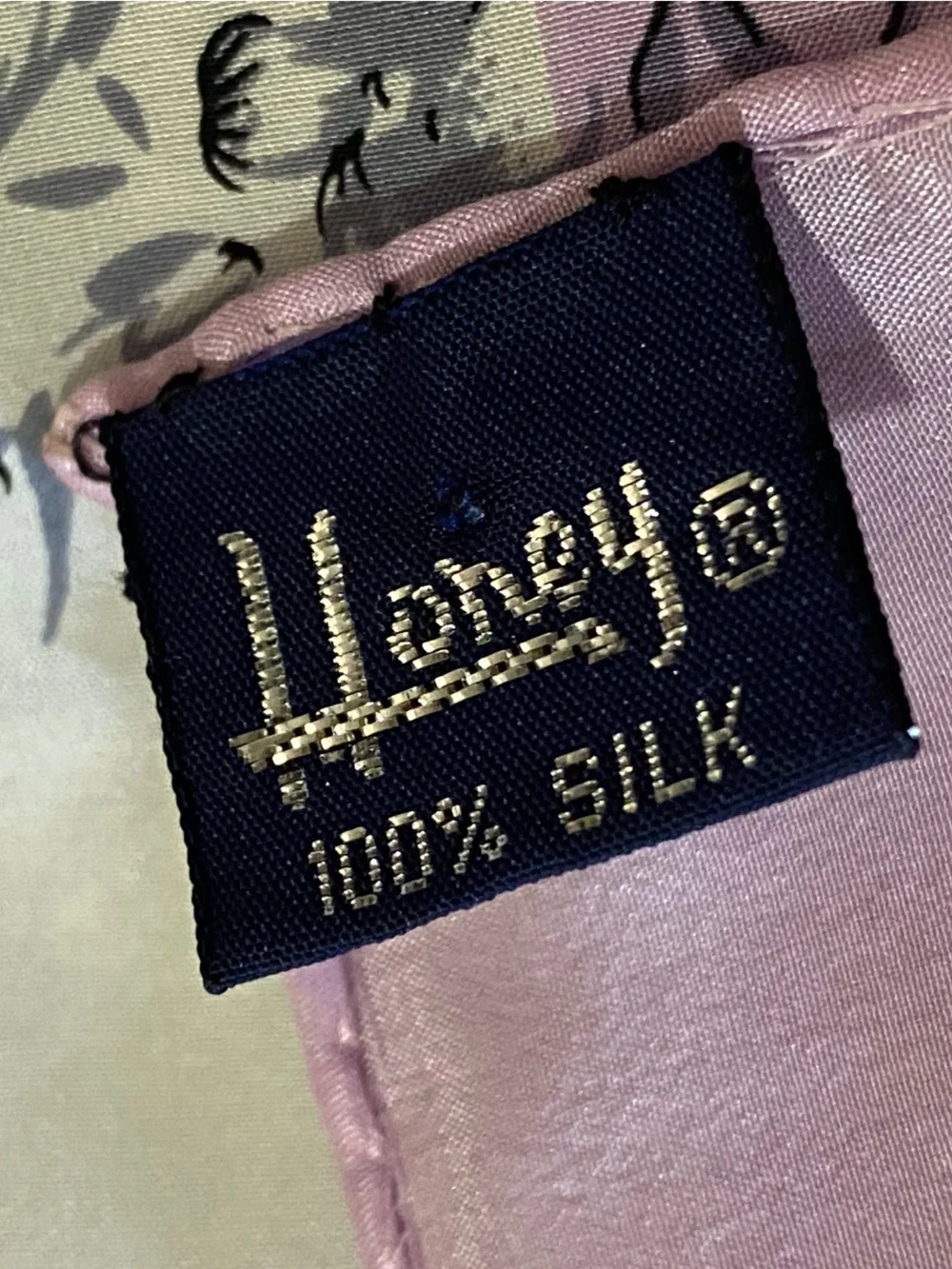 Vintage 80’s Honey Silk Floral Scarf Pastel Purple Ivory Cottagecore Coquette